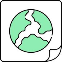 Flat Style Earth Sticker Green And White Icon. vector