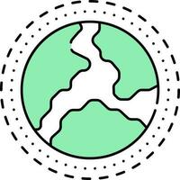 Earth Surrounding Layer Icon In Green And White Color. vector