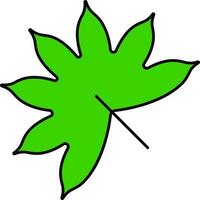 Flat Maple Leaf Icon In Green Color. vector