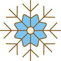 Snowflake Icon In Blue And Brown Color. vector