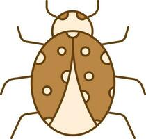 Ladybug Icon In Brown And White Color. vector