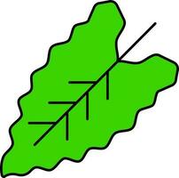 Wavy Cordate Leaf Icon In Green Color. vector