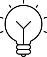 Illuminated Bulb Icon In Black Thin line Art. vector