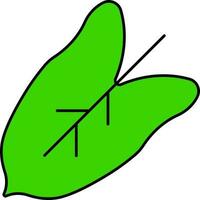 plano estilo corazón forma hoja verde icono. vector