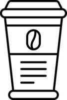 Isolated Coffee Glass Icon In Black Outline. vector