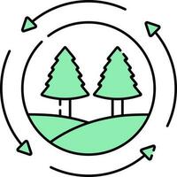 ecosistema de árbol con tierra icono en verde y blanco color. vector