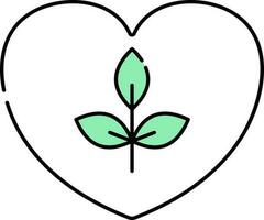 verde y blanco creciente amor icono o símbolo. vector