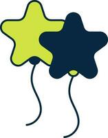 Green And Blue Star String Icon In Flat Style. vector