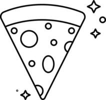 Black Thin Line Art Of Pizza Icon. vector