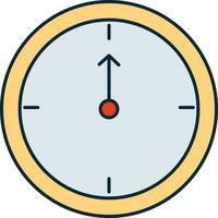 Flat Style 12 Time Clock Icon In Yellow Color. vector