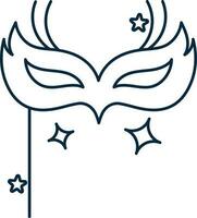 Blue Linear Style Feather Party Mask Stick Icon. vector