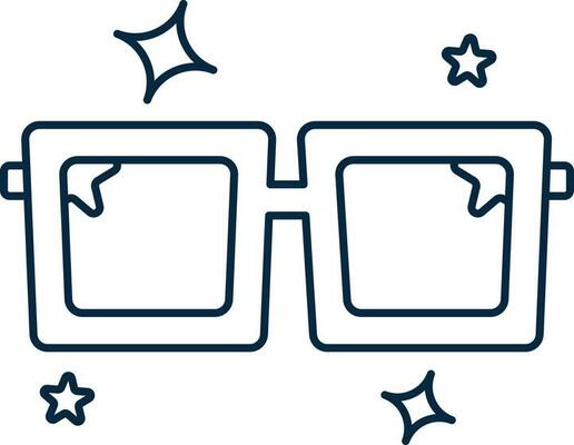 Isolated Goggles And Stars Icon In Blue Thin Line Art.