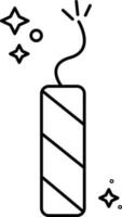 Isolated Burning Firecracker Bomb Linear Icon. vector