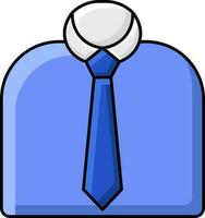 Isolated Shirt With Necktie Icon In Blue And White Color Flat Style. vector