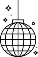 Illuminate Disco Ball Hang Outline Icon. vector