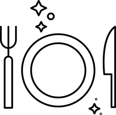 Black Outline Of Knife With Fork Spoon And Plate Icon