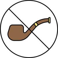 No Smoking Pipe Brown Icon Or Symbol. vector