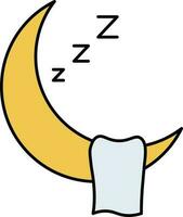 Sleeping Cloth With Crescent Moon Yellow And White Icon. vector