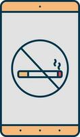 Stop Cigarette Symbol In Smartphone Screen Grey And Orange Icon. vector