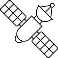 Black Line Art Illustration Of Satellite Icon. vector