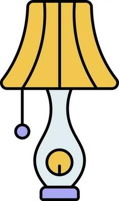 Table Lamp Icon In Blue And Yellow Color.