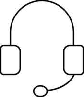 Isolated Headphone With Mic Icon In Stroke Style. vector