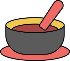 Soup Bowl Plate Colorful Icon In Flat Style. vector