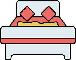 Colorful Double Bed Icon In Flat Style. vector