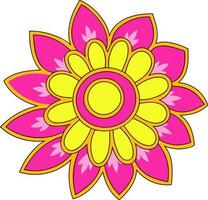 Beautiful Pink And Yellow Flower Background In Flat Style. vector