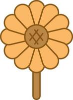 Sunflower Icon In Brown And Orange Color. vector