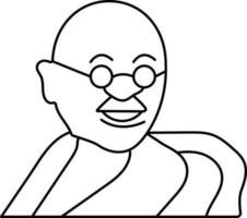 Isolated Mahatma Gandhi Icon In Line Art. vector