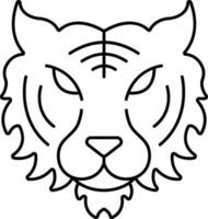 Black Thin Line Art Of  Tiger Face Icon. vector