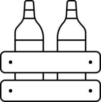 Black Linear Style Beer Crate Icon. vector