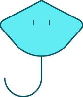 Blue Illustration Of Stingrays Flat Icon. vector