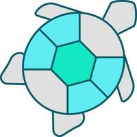 Flat Style Turtle Cartoon Icon In Grey And Blue Color. vector