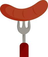 Flat Sausage With Fork Spoon Colorful Icon. vector