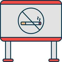 Stop Cigarette Signboard Grey And Red Icon. vector