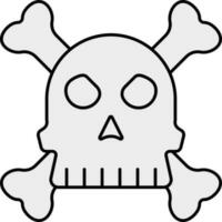 Grey Skull With Crossbones Flat Icon. vector