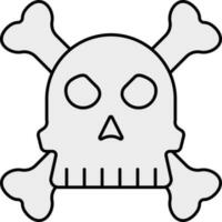 Grey Skull With Crossbones Flat Icon. vector