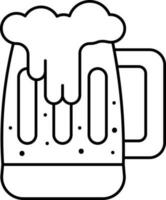 Black Outline Illustration Of Beer Mug Icon. vector