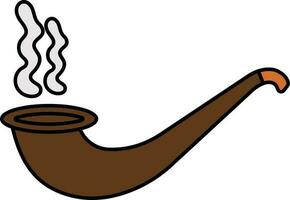 Smoking Pipe Icon In Brown Color. vector