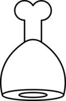 Isolated Leg Chicken Icon In Black Linear Style. vector