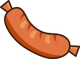 Isolated Sausage Flat Icon In Orange Color. vector