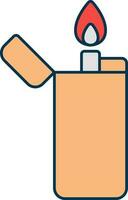 Burning Lighter Flat Icon In Orange Color. vector