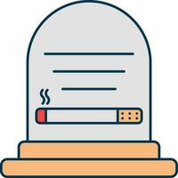 Death From Smoking Message Gravestone Grey And Orange Icon. vector