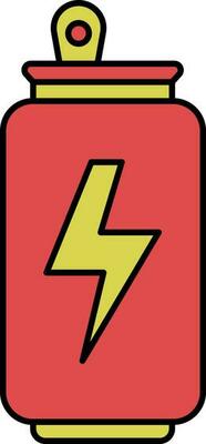 Energy Drink Can Icon In Yellow And Red Color.