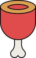 Half Leg Chicken Flat Icon In Red And Brown Color. vector