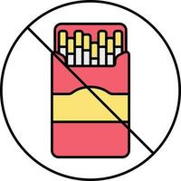 No Cigarette Packet Yellow And Red Icon. vector