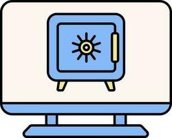 Locker In Desktop Screen Blue And Yellow Icon. vector