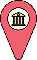 Bank Location Pointer Icon In Red And Yellow Color. vector